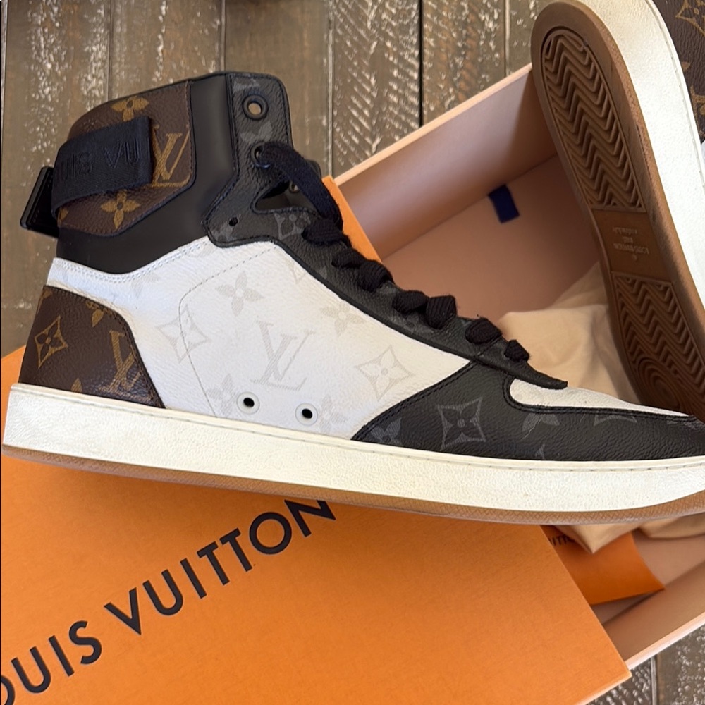 Louis Vuitton Black and White and brown Designer Sneakers